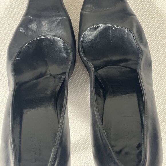 Gucci Women's Black Leather Pointed-Toe Heel Pumps 34.5 C - Picture 13 of 13